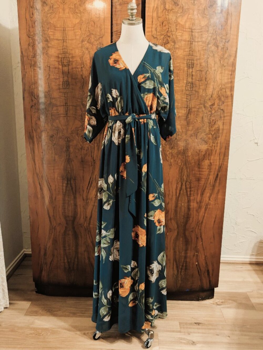 NWT Baltic Born Kia Floral Kimono Dress M Deep Topaz Green Boho Cottagecore